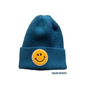 Smiley Face Beanie Unisex Color Teal